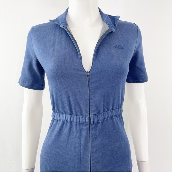 Valfre Jumpsuit Denim Overalls Zip Up V-Neck Short Sleeves Size XS - Picture 3 of 14